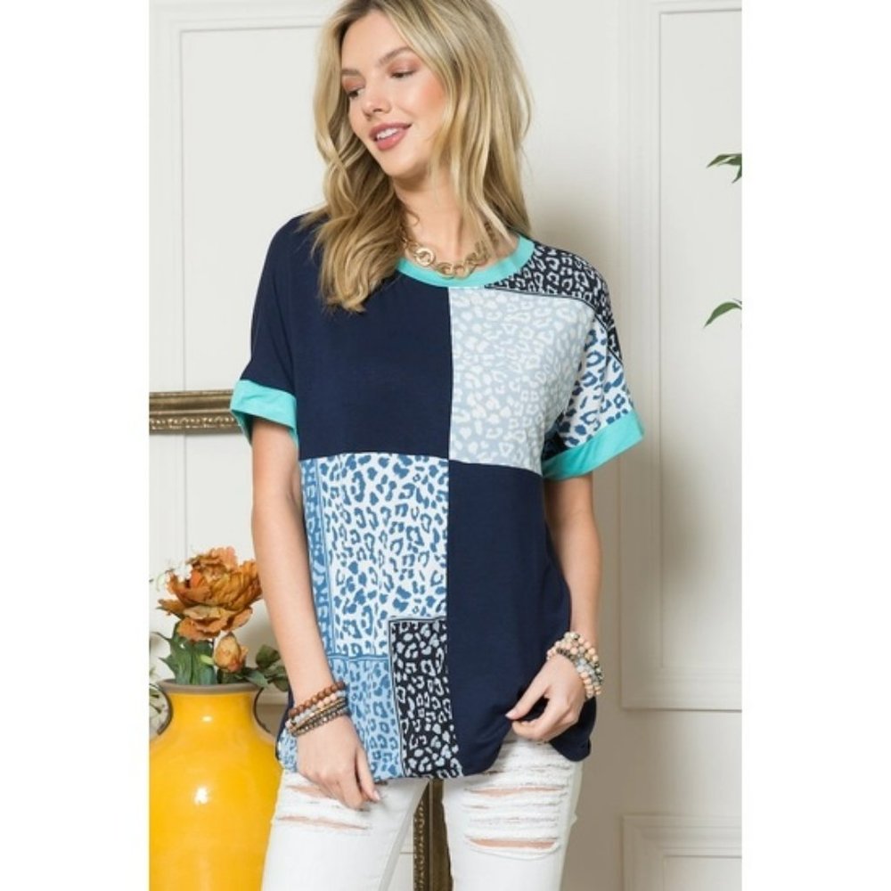 PLUS SIZE Animal Printed Color Block